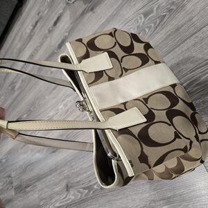 Coach Brown and Cream Tote Bag